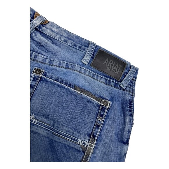 ARIAT Denim Relaxed Boot Cut Western Cowboy Casual Blue Jeans Mens 44x38 - Picture 5 of 9